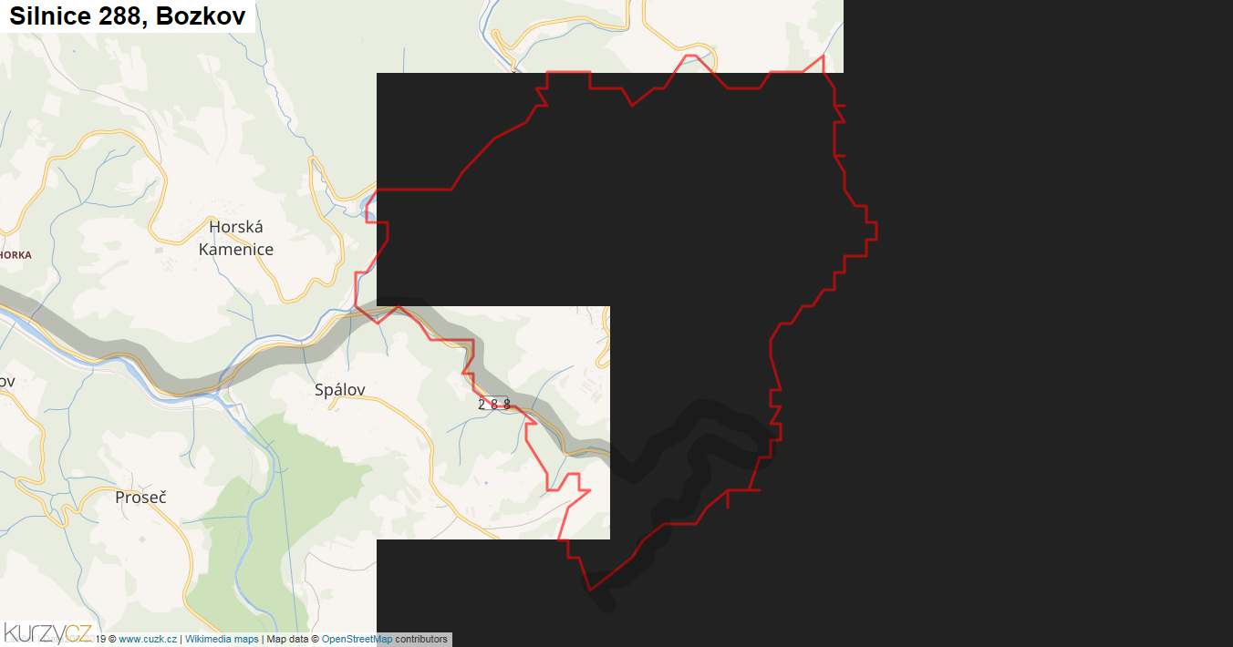Bozkov, Silnice 288 - Mapa
