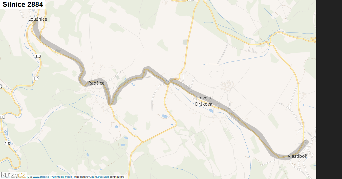 Silnice 2884 - mapa Silnice 2884