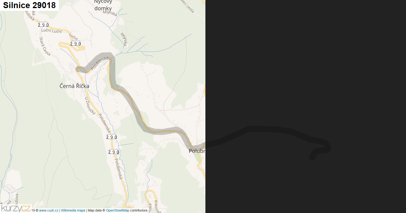 Silnice 29018 - mapa Silnice 29018