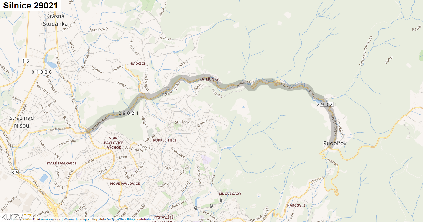 Silnice 29021 - mapa Silnice 29021