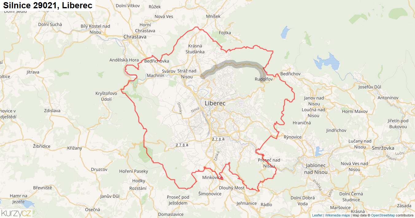 Liberec, Silnice 29021 - Mapa