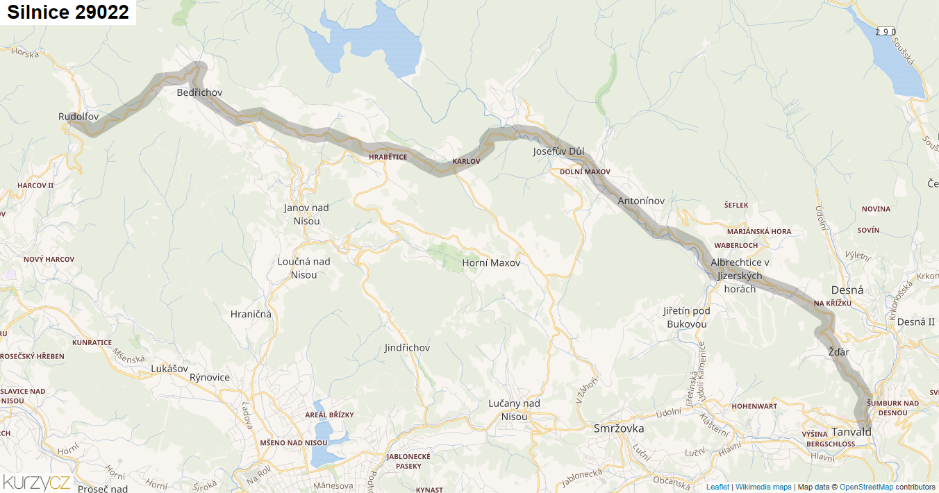 Silnice 29022 - mapa Silnice 29022