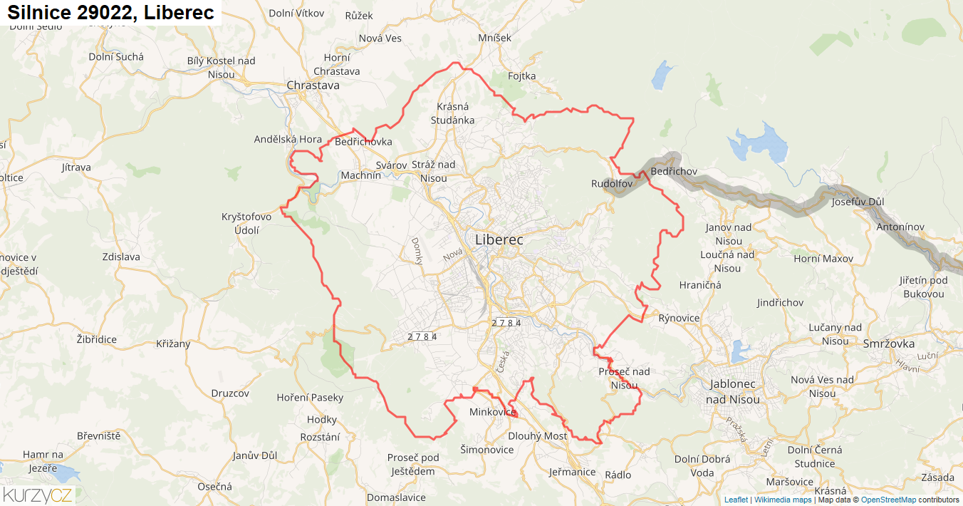 Liberec, Silnice 29022 - Mapa