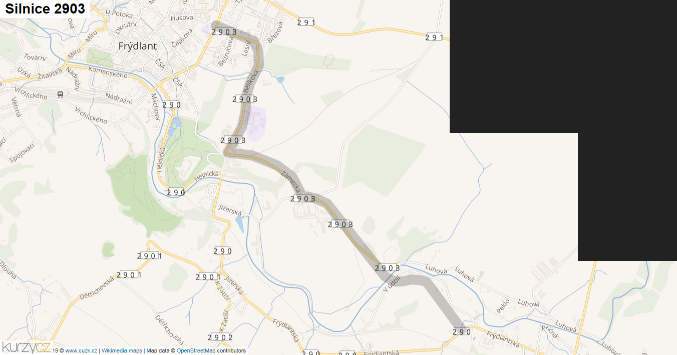 Silnice 2903 - mapa Silnice 2903