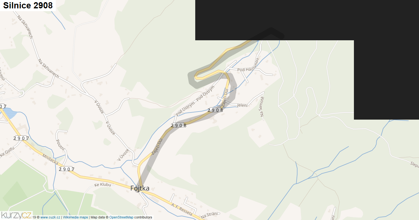 Silnice 2908 - mapa Silnice 2908