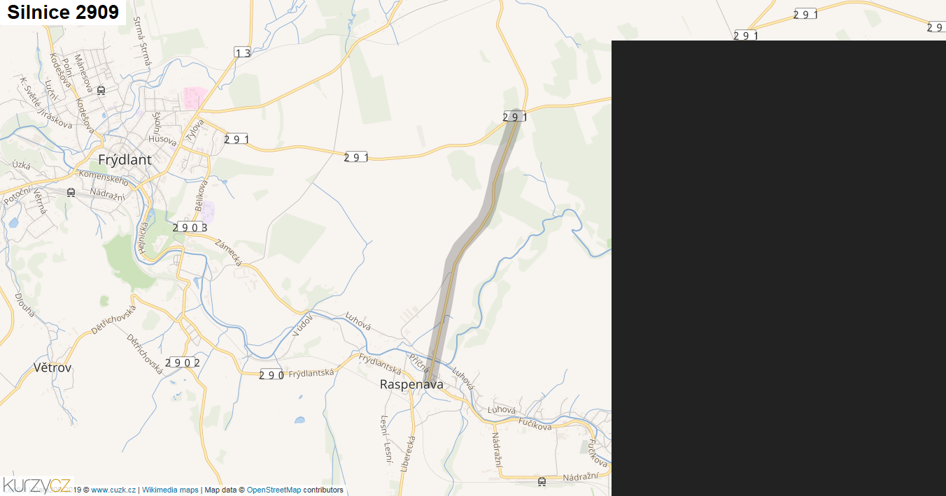 Silnice 2909 - mapa Silnice 2909