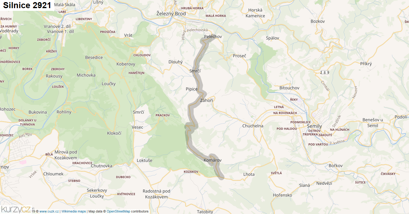 Silnice 2921 - mapa Silnice 2921