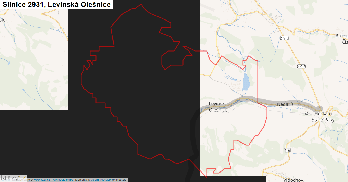 Levínská Olešnice, Silnice 2931 - Mapa