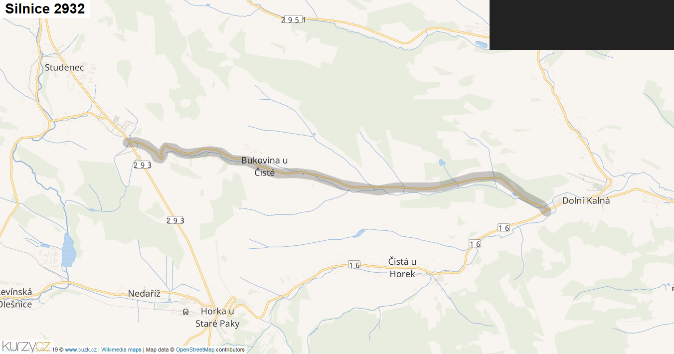 Silnice 2932 - mapa Silnice 2932