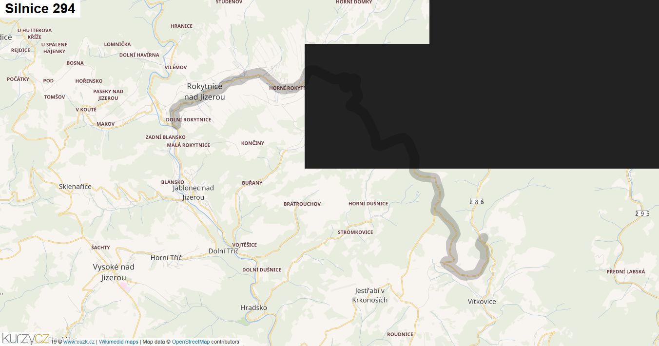 Silnice 294 - mapa Silnice 294