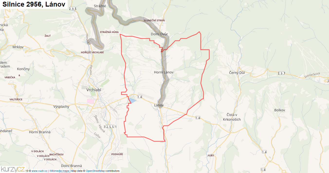 Lánov, Silnice 2956 - Mapa