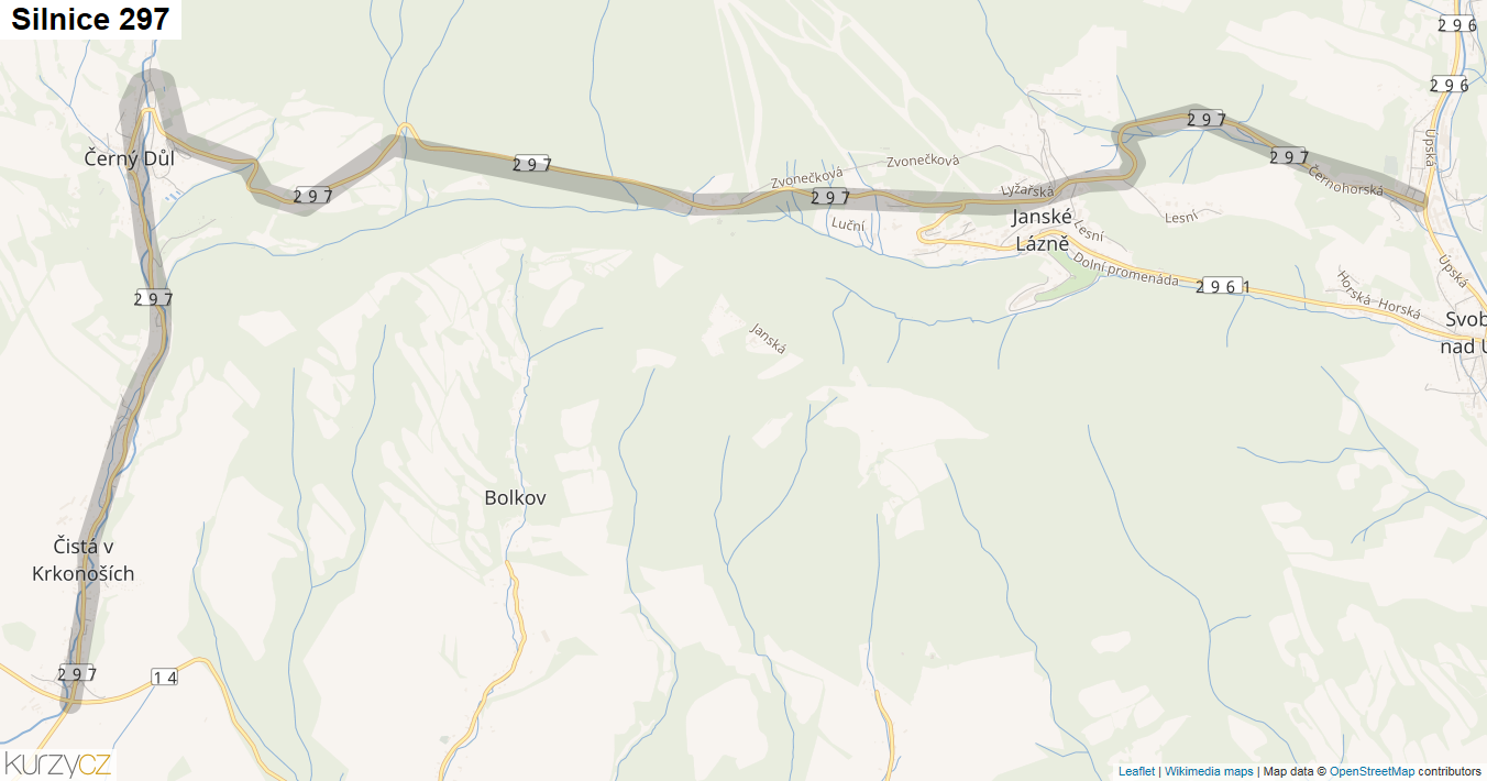 Silnice 297 - mapa Silnice 297