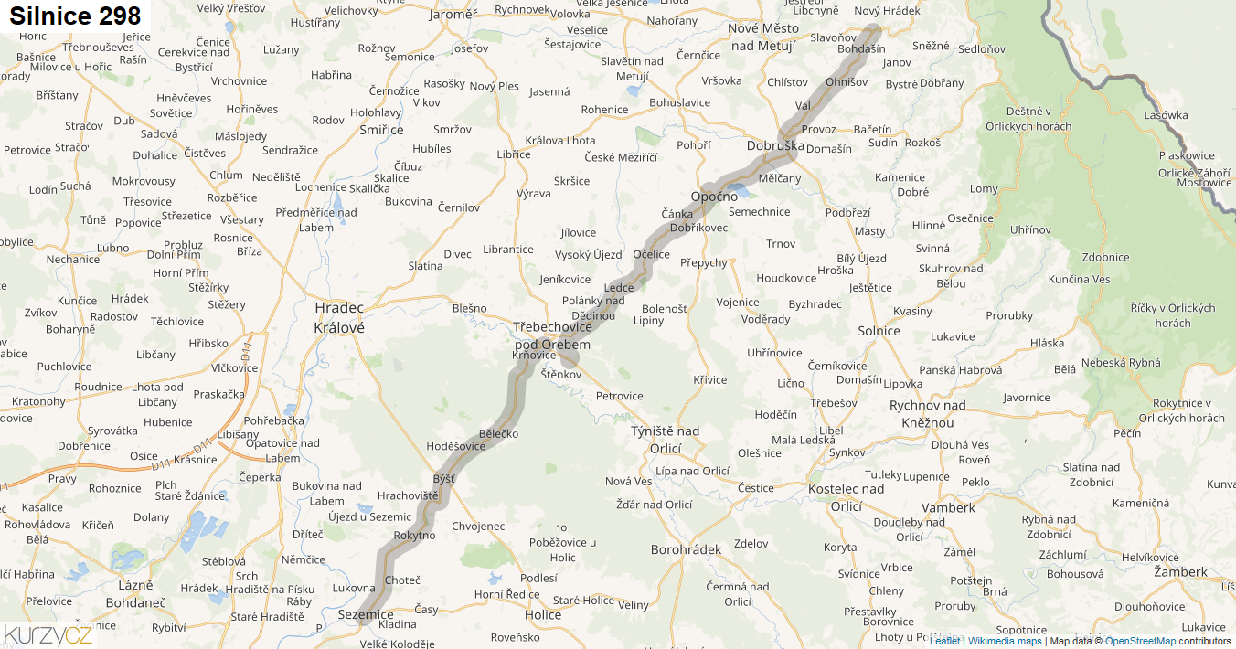 Silnice 298 - mapa Silnice 298