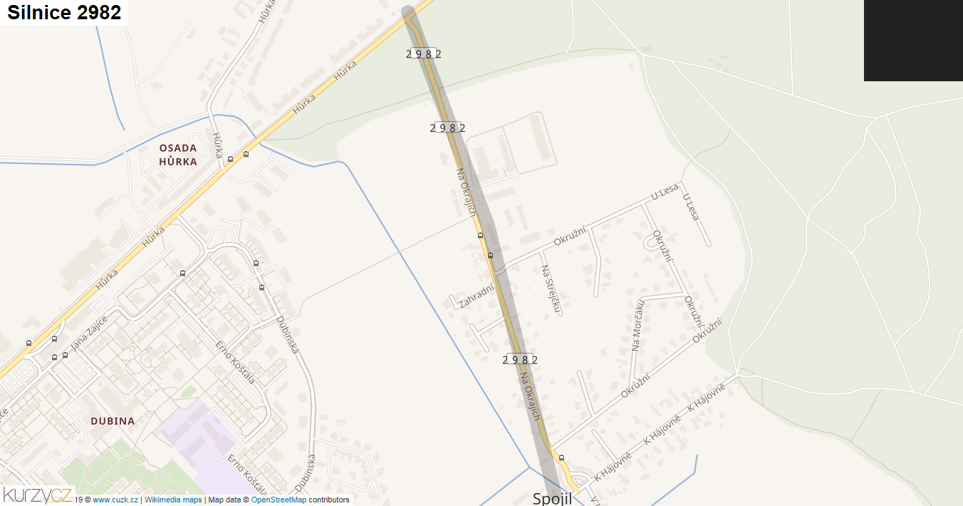 Silnice 2982 - mapa Silnice 2982