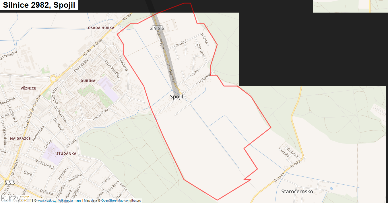 Spojil, Silnice 2982 - Mapa