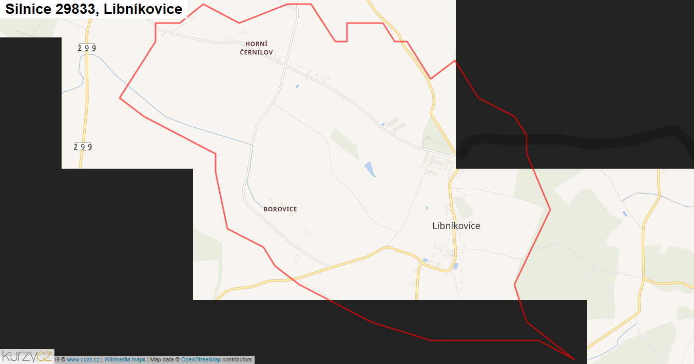 Libníkovice, Silnice 29833 - Mapa