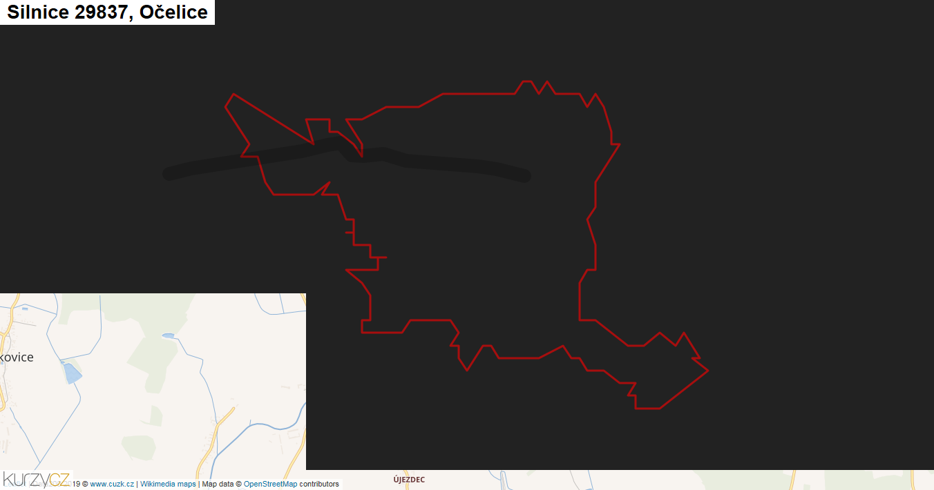 Očelice, Silnice 29837 - Mapa
