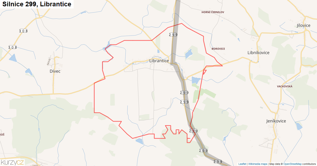 Librantice, Silnice 299 - Mapa