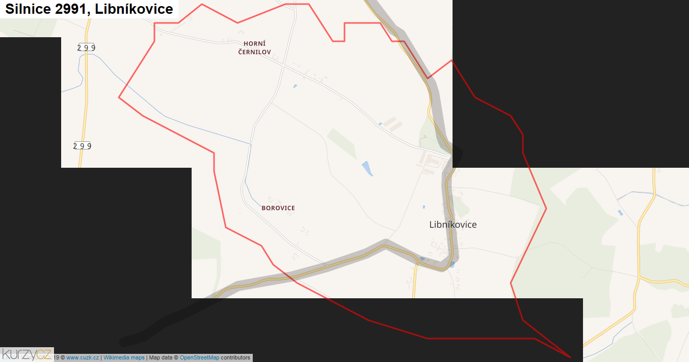 Libníkovice, Silnice 2991 - Mapa