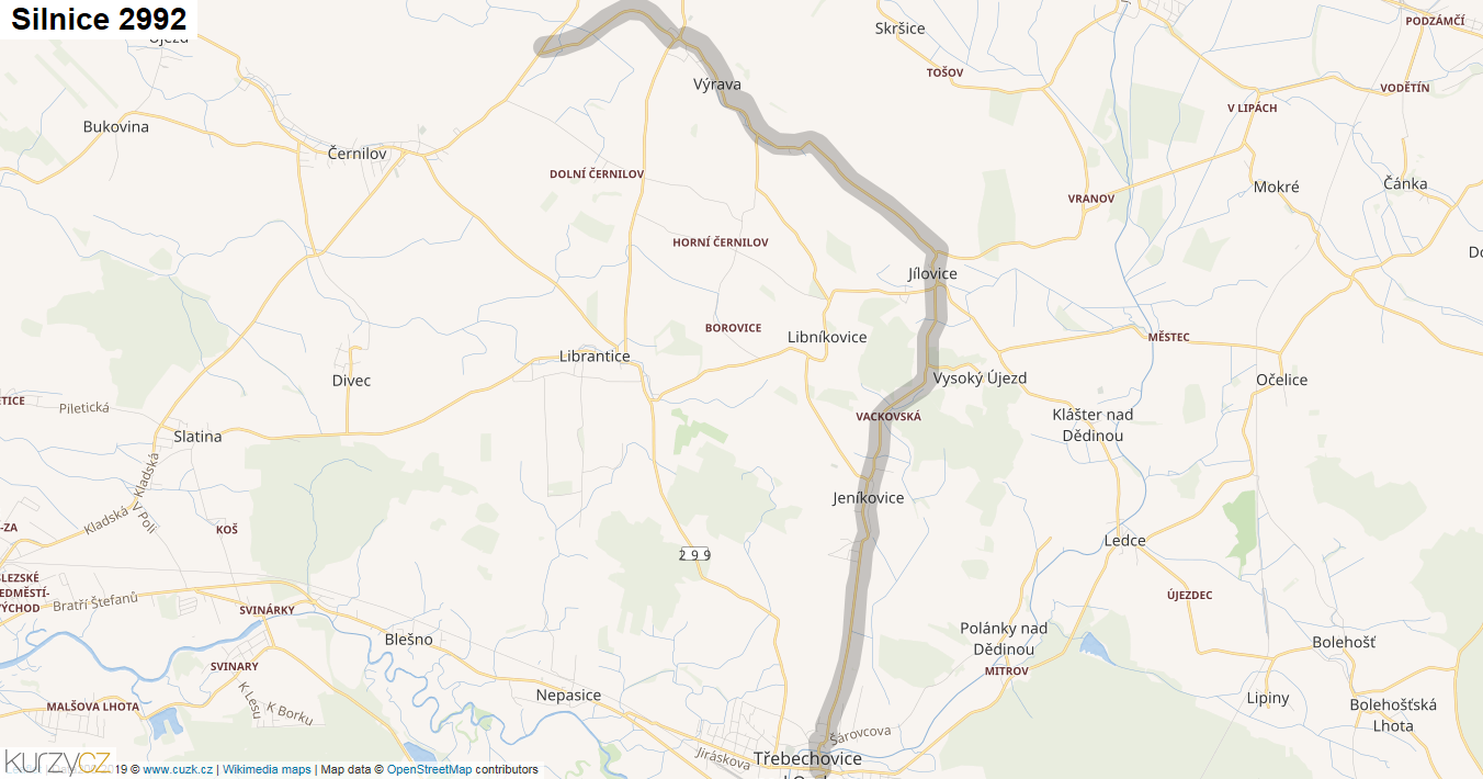 Silnice 2992 - mapa Silnice 2992