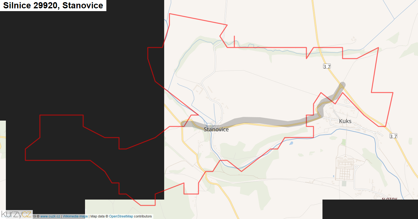 Stanovice, Silnice 29920 - Mapa