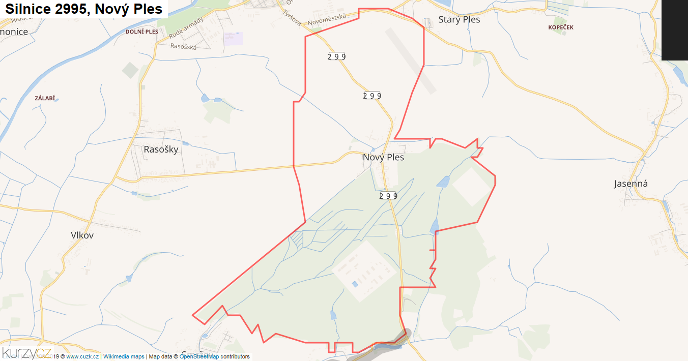 Nový Ples, Silnice 2995 - Mapa
