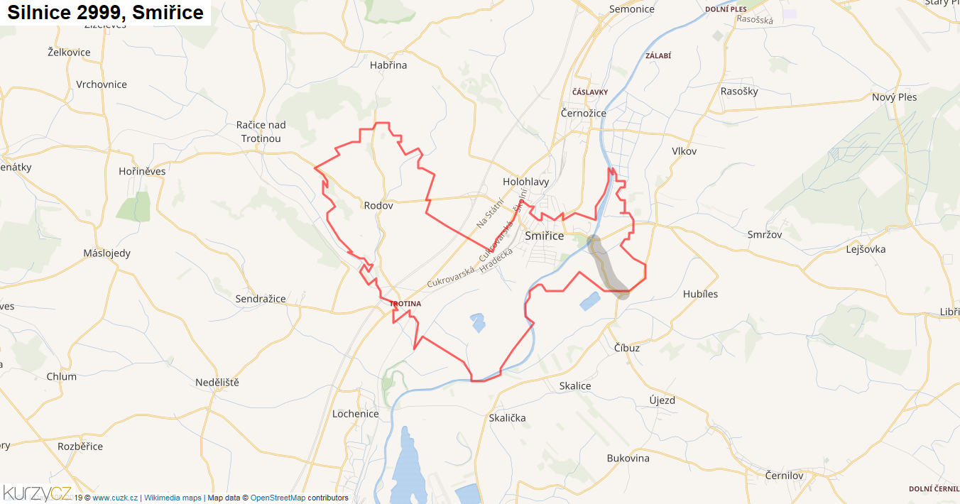 Smiřice, Silnice 2999 - Mapa