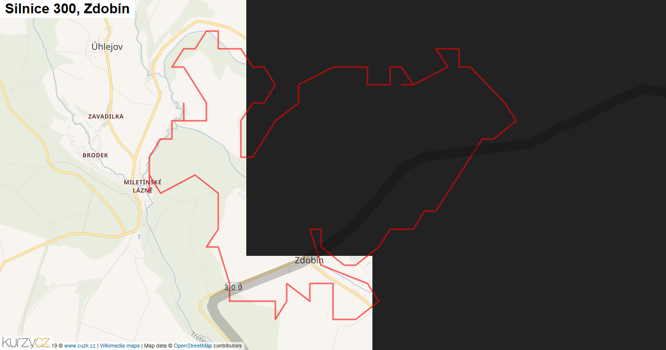 Zdobín, Silnice 300 - Mapa