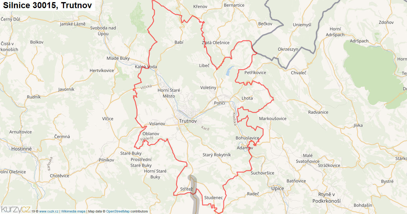Trutnov, Silnice 30015 - Mapa