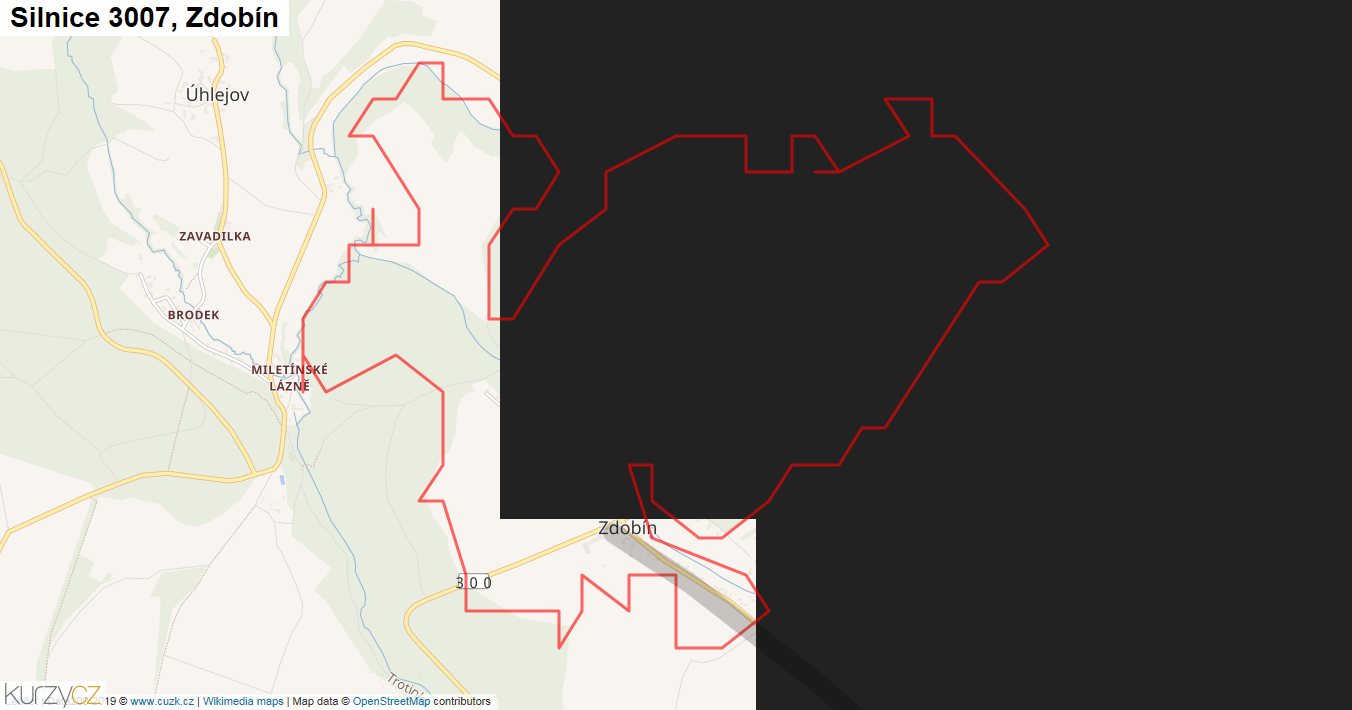 Zdobín, Silnice 3007 - Mapa
