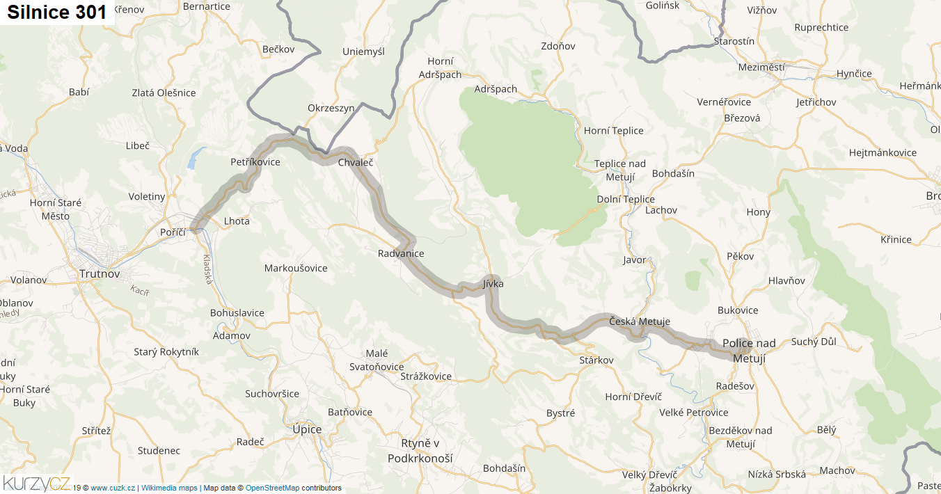 Silnice 301 - mapa Silnice 301