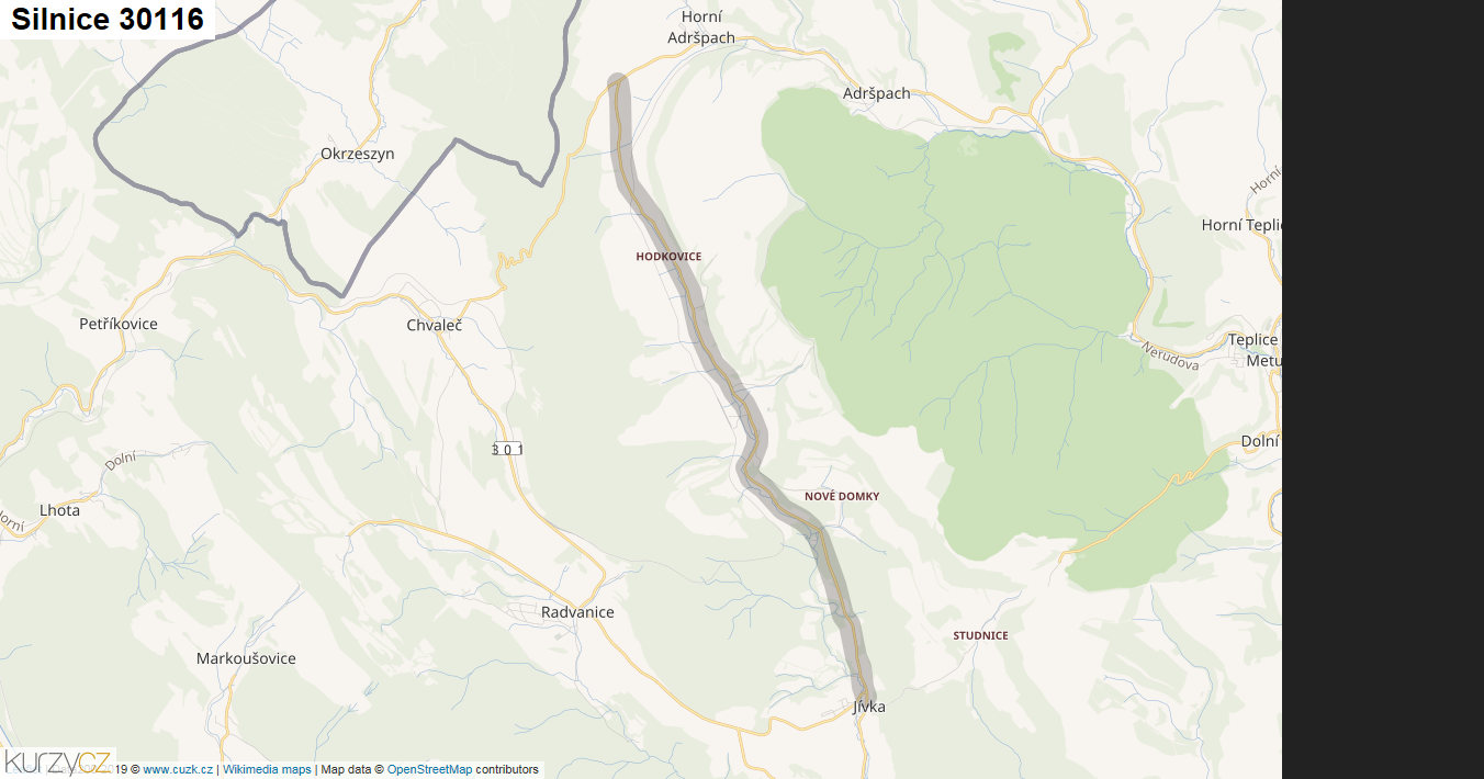 Silnice 30116 - mapa Silnice 30116