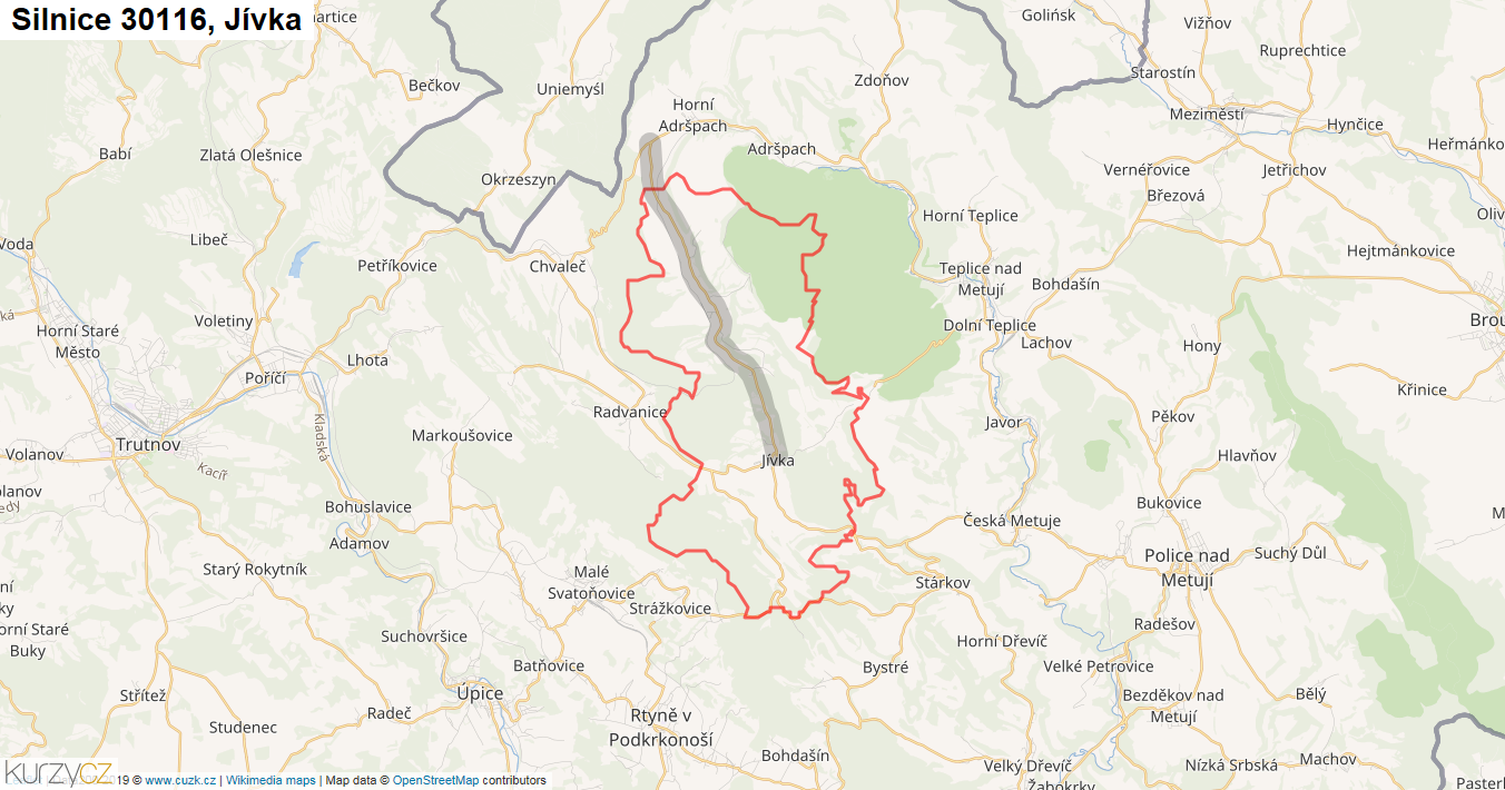 Jívka, Silnice 30116 - Mapa