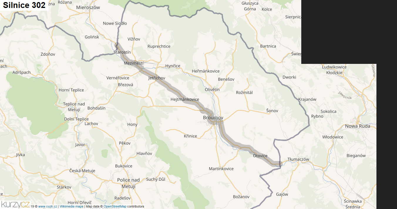 Silnice 302 - mapa Silnice 302