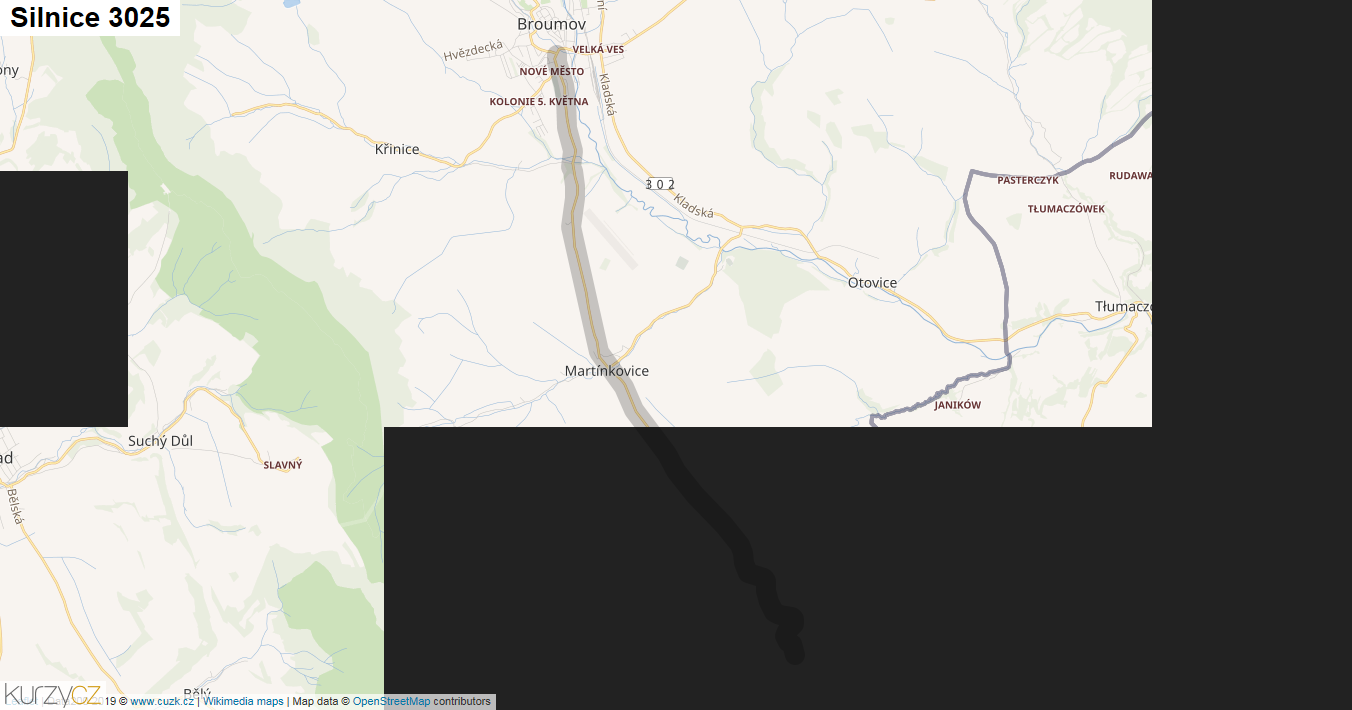 Silnice 3025 - mapa Silnice 3025