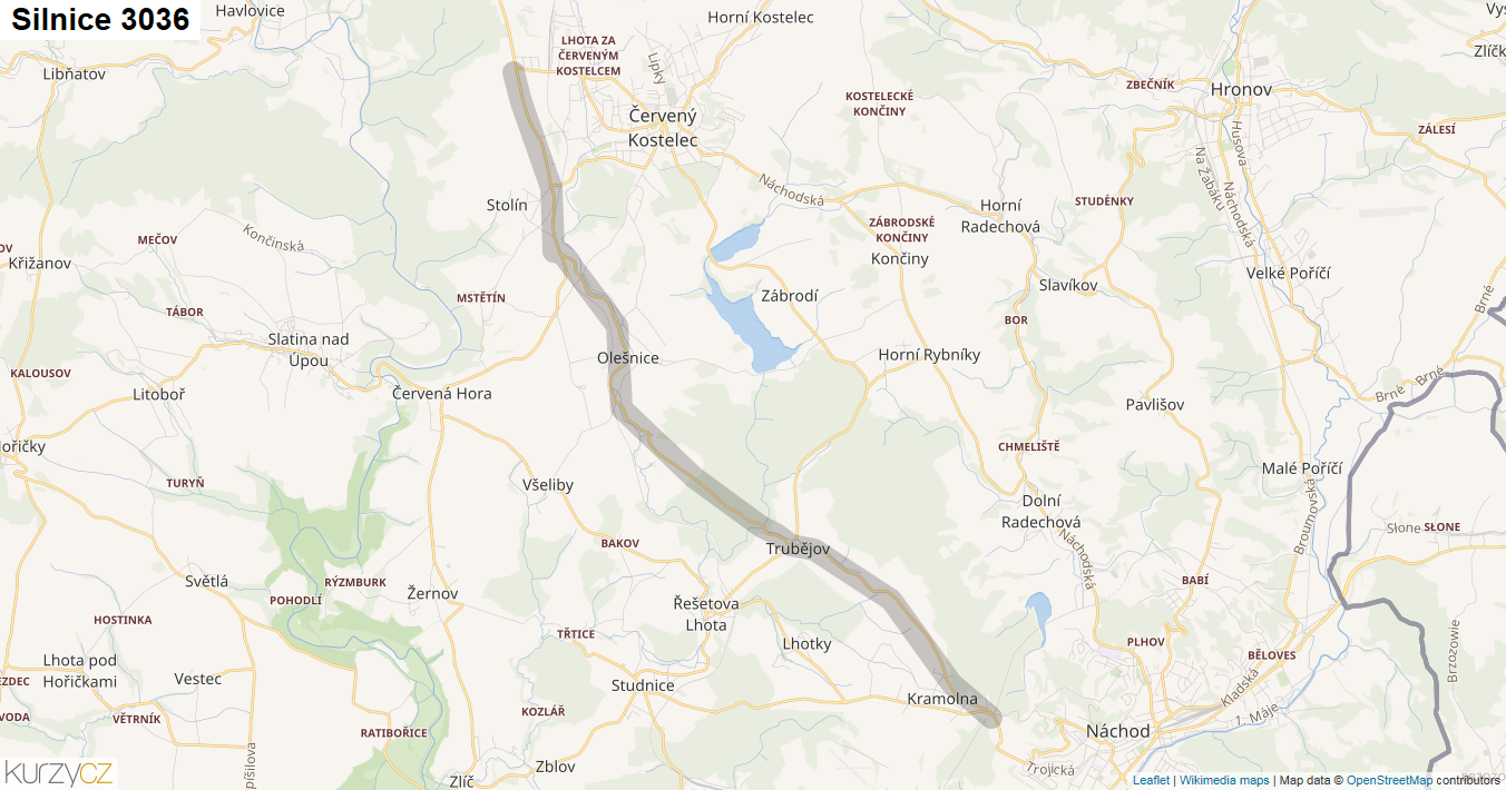 Silnice 3036 - mapa Silnice 3036