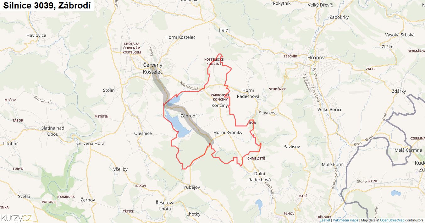 Zábrodí, Silnice 3039 - Mapa