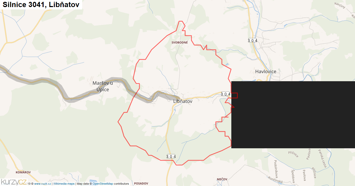 Libňatov, Silnice 3041 - Mapa