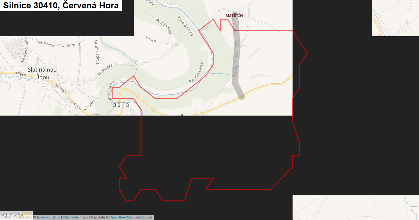 Červená Hora, Silnice 30410 - Mapa