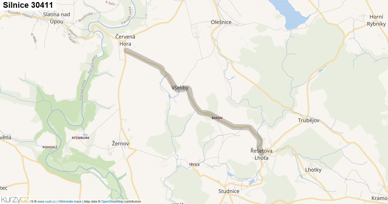 Silnice 30411 - mapa Silnice 30411