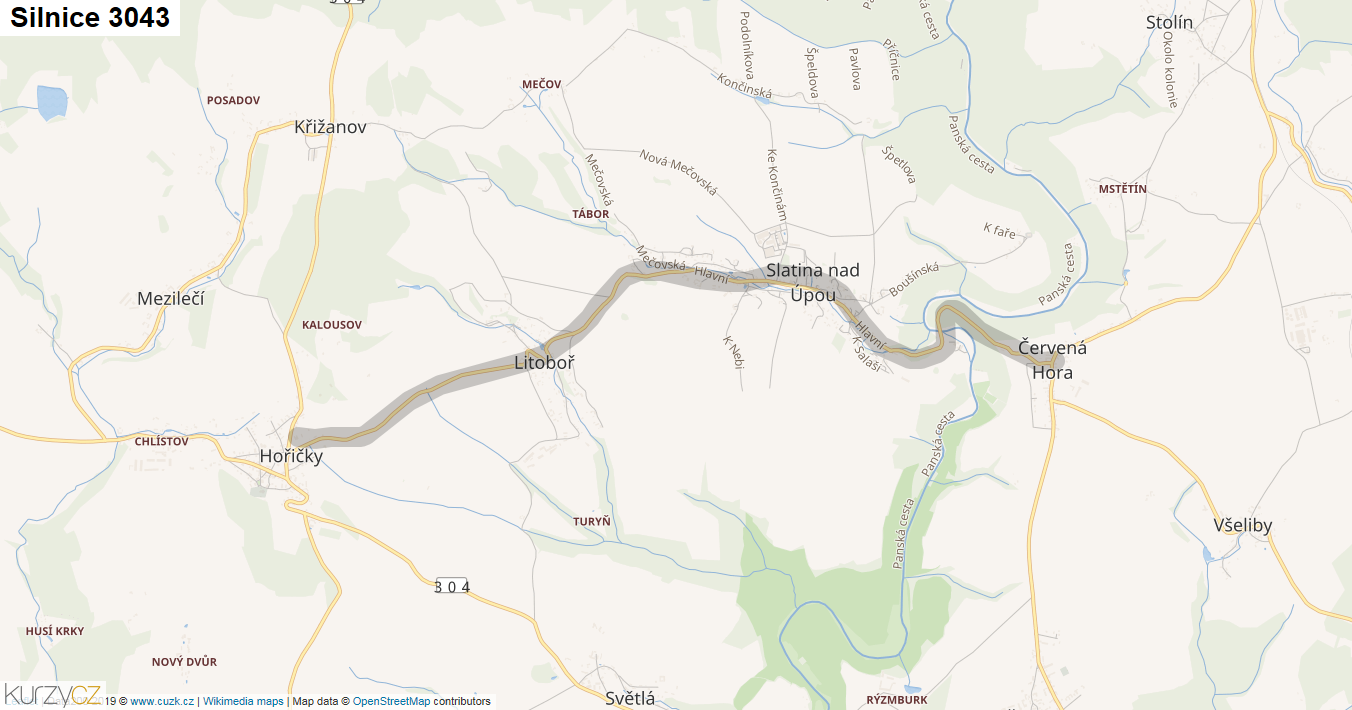 Silnice 3043 - mapa Silnice 3043