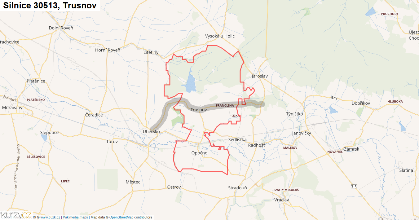 Trusnov, Silnice 30513 - Mapa