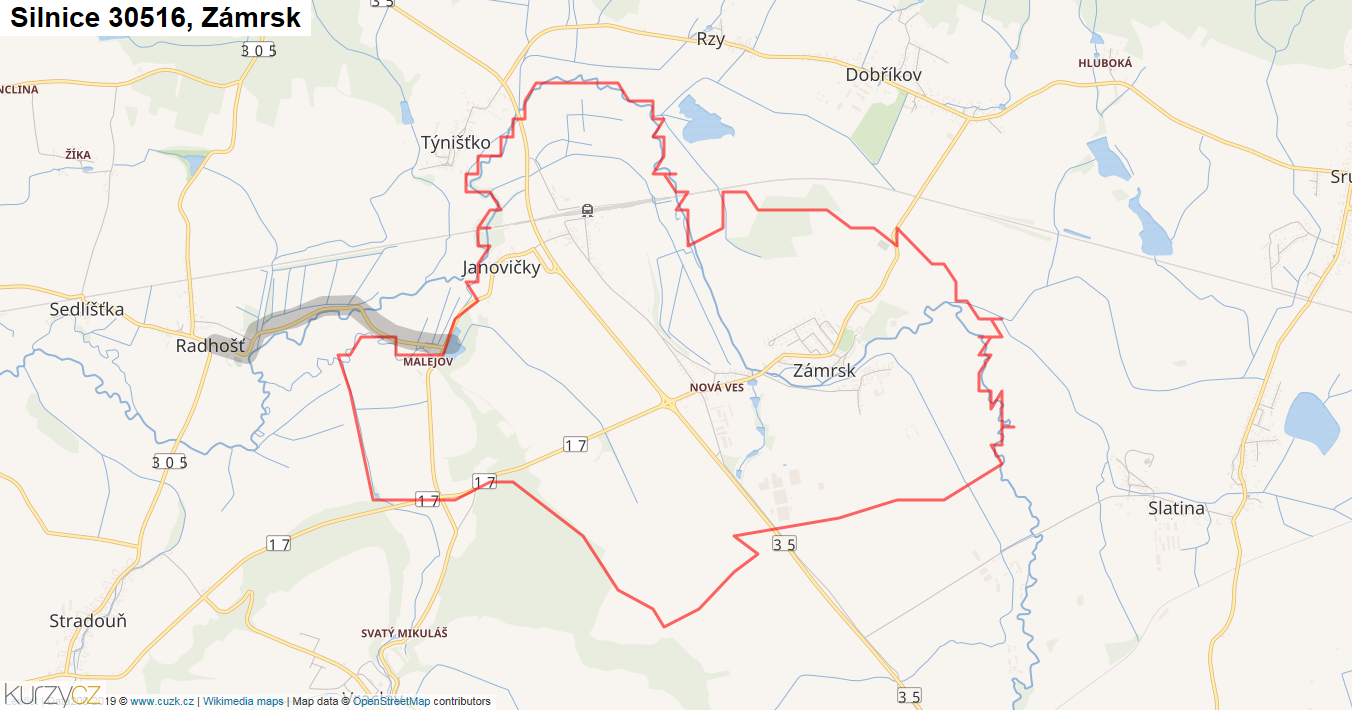Zámrsk, Silnice 30516 - Mapa