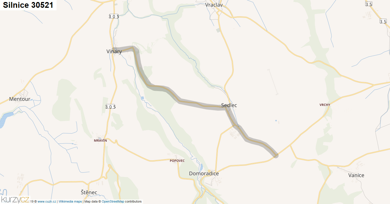 Silnice 30521 - mapa Silnice 30521