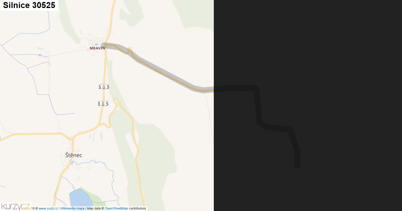 Silnice 30525 - mapa Silnice 30525