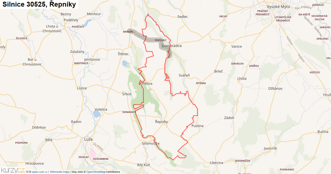 Řepníky, Silnice 30525 - Mapa
