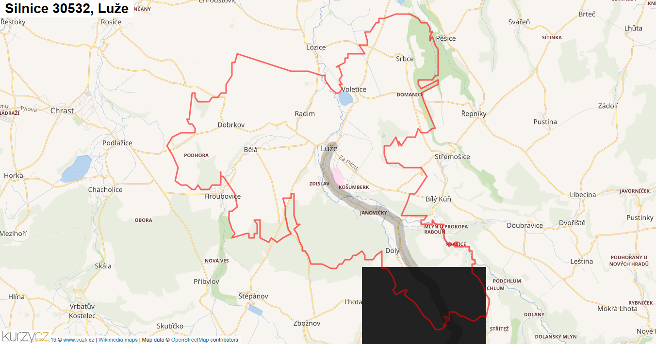 Luže, Silnice 30532 - Mapa
