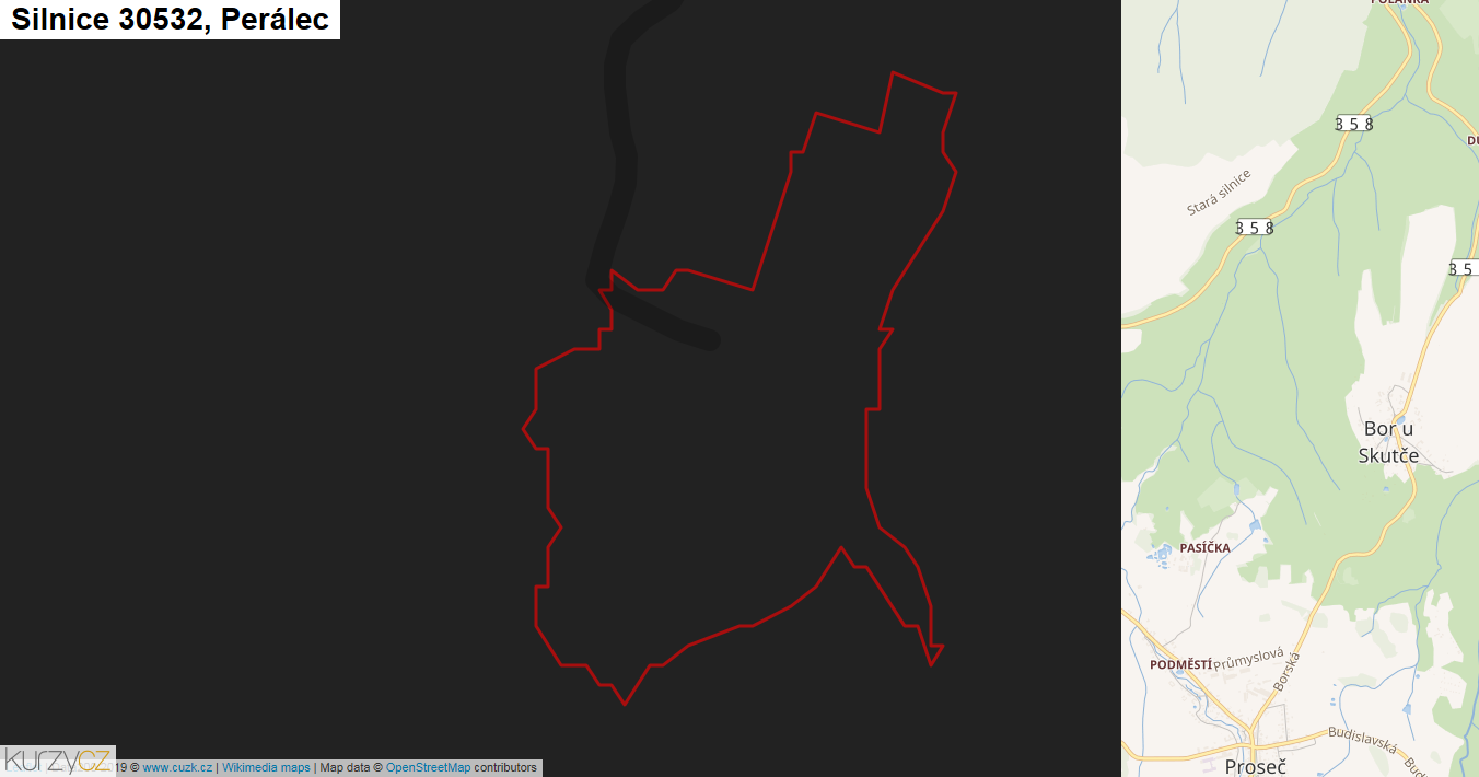 Perálec, Silnice 30532 - Mapa