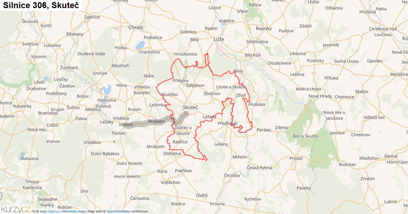Skuteč, Silnice 306 - Mapa