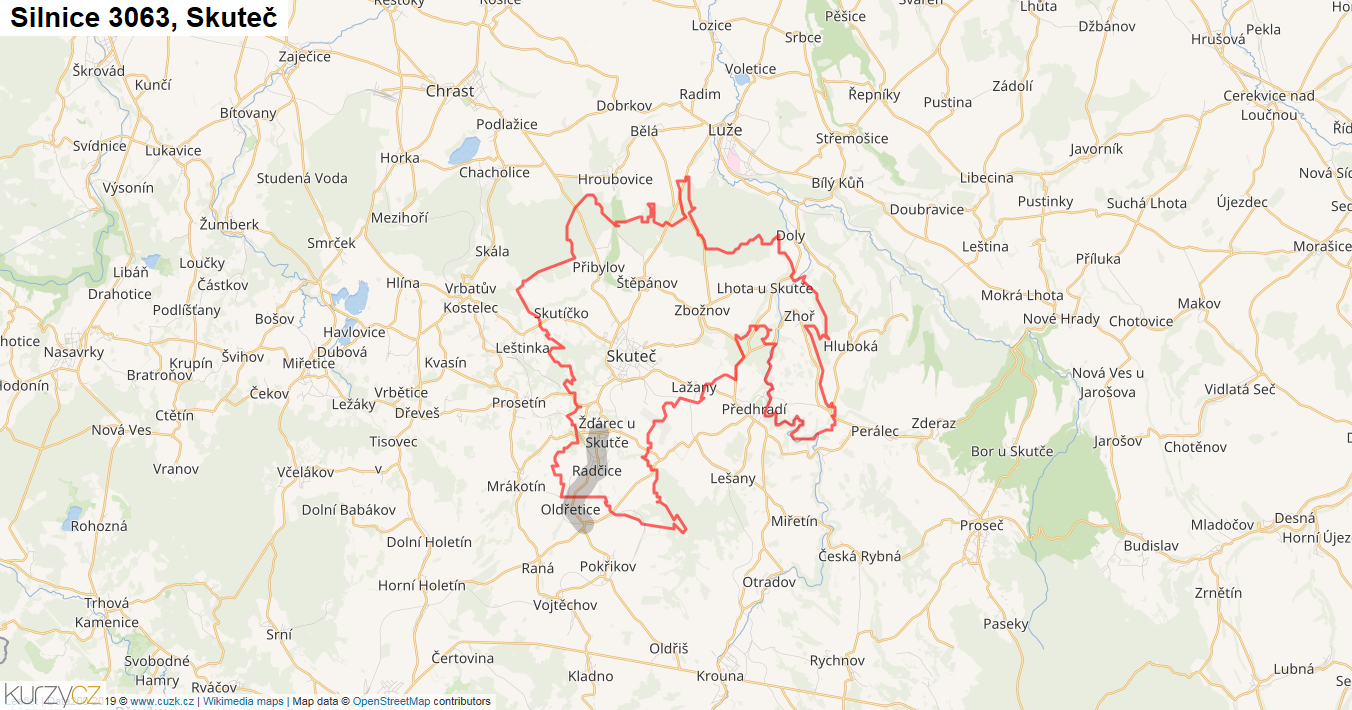 Skuteč, Silnice 3063 - Mapa